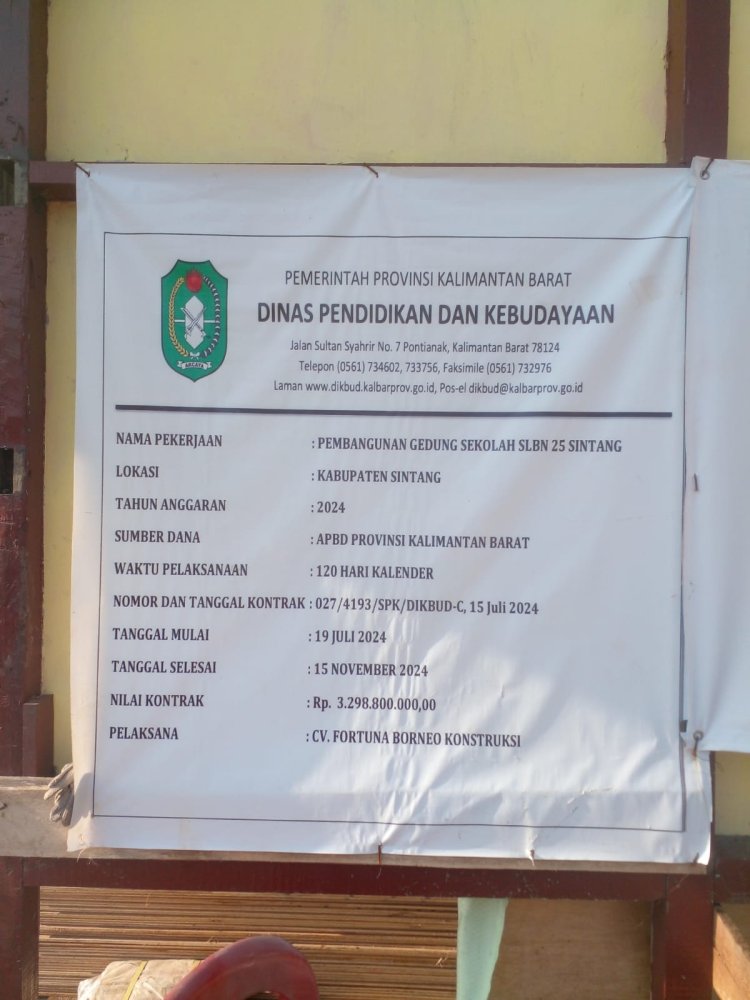 Pembangunan Gedung Sekolah SLBN 25 Sintang Diduga Disalahgunakan Kekuasaan Dan Kewenangan Instansi Terkait