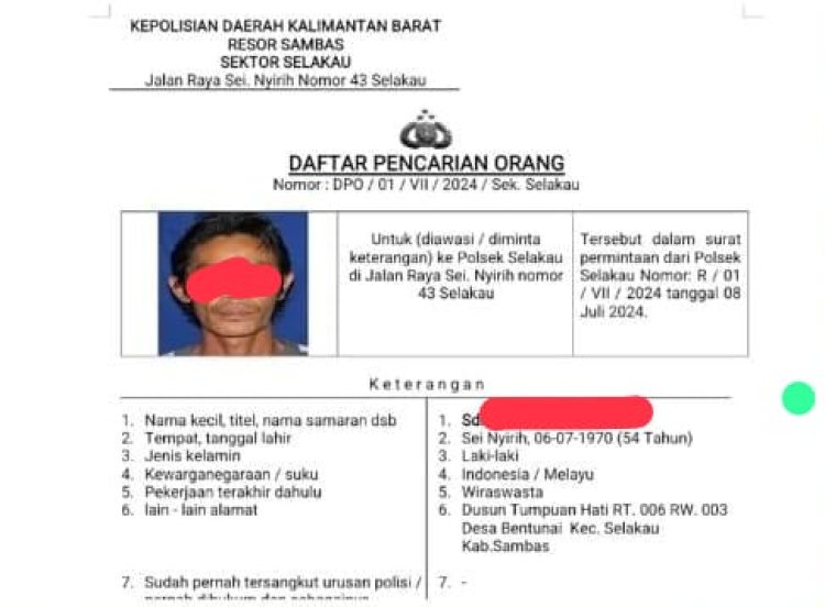 Polres Sambas Tangkap Seorang DPO Kasus Pencabulan Anak di Selakau