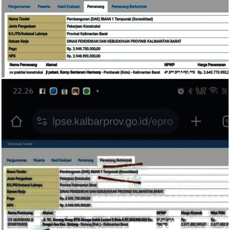 Klarifikasi Status CV Praktisi Kontruksi dalam Proyek Pembangunan SMA N 1 Tempunak LSM PISIDA Pokja Kalbar Diminta Ungkap Ke Publik